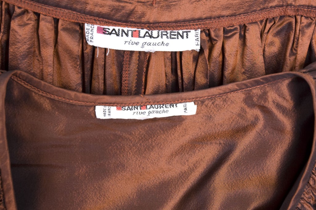 1978 Yves Saint Laurent Silk Taffeta Blouse and Skirt Gown For Sale 5