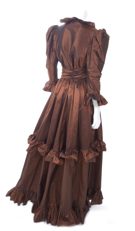 Women's 1978 Yves Saint Laurent Silk Taffeta Blouse and Skirt Gown For Sale