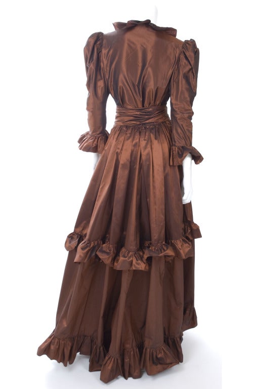 1978 Yves Saint Laurent Silk Taffeta Blouse and Skirt Gown For Sale 4