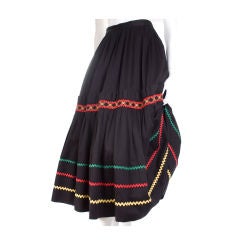1977 Yves Saint Laurent Black Cotton Twill Skirt.