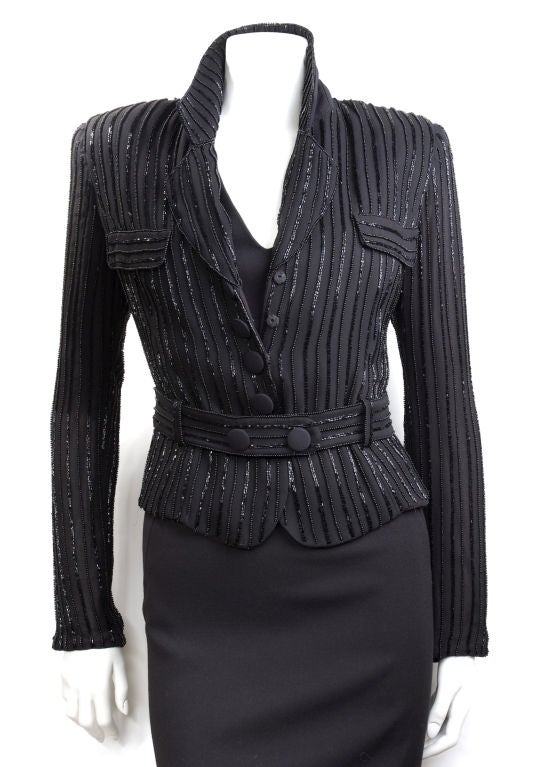 Giorgio Armani Luxurious Beaded Black Jacket, 1990s  In Excellent Condition For Sale In Hamburg, Deutschland