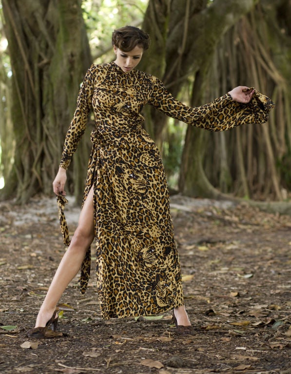 Women's Yves Saint Laurent Leopard Print Gown