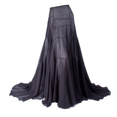 Vionnet Black Silk Evening Skirt at 1stDibs | flowing black cape png