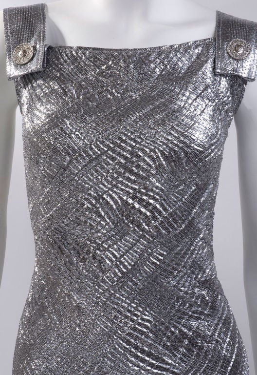 Gianni Versace Silver Silk Lame Body Suit 3