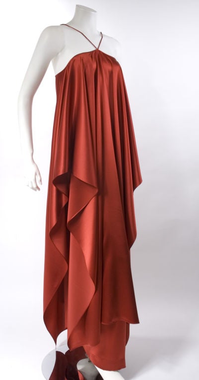 Women's Haute Couture Yves Saint Laurent  Red Silk  Gown