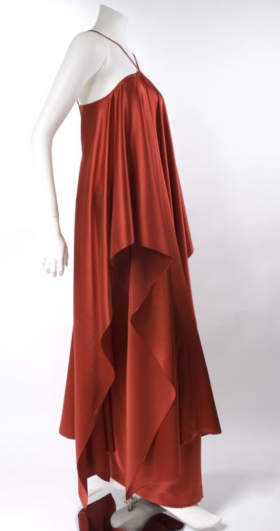 Haute Couture Yves Saint Laurent  Red Silk  Gown 1