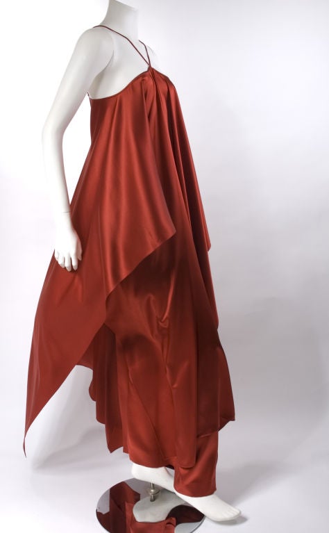 Haute Couture Yves Saint Laurent  Red Silk  Gown 2