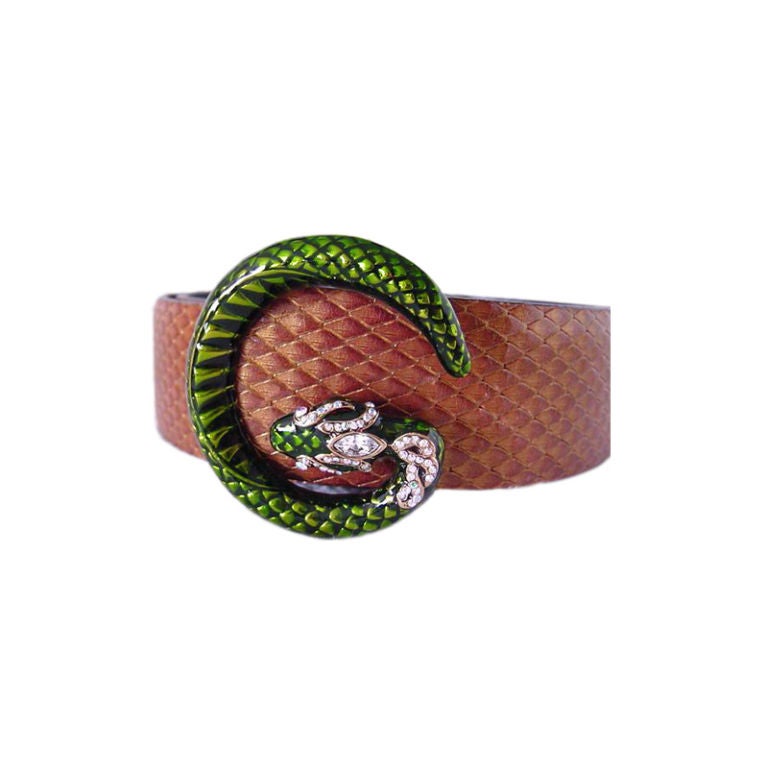 GUCCI Belt SNAKE Jeweled Buckle SMASHING at 1stdibs