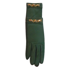 Vintage HERMES Wrist Glove Gold Medor detail
