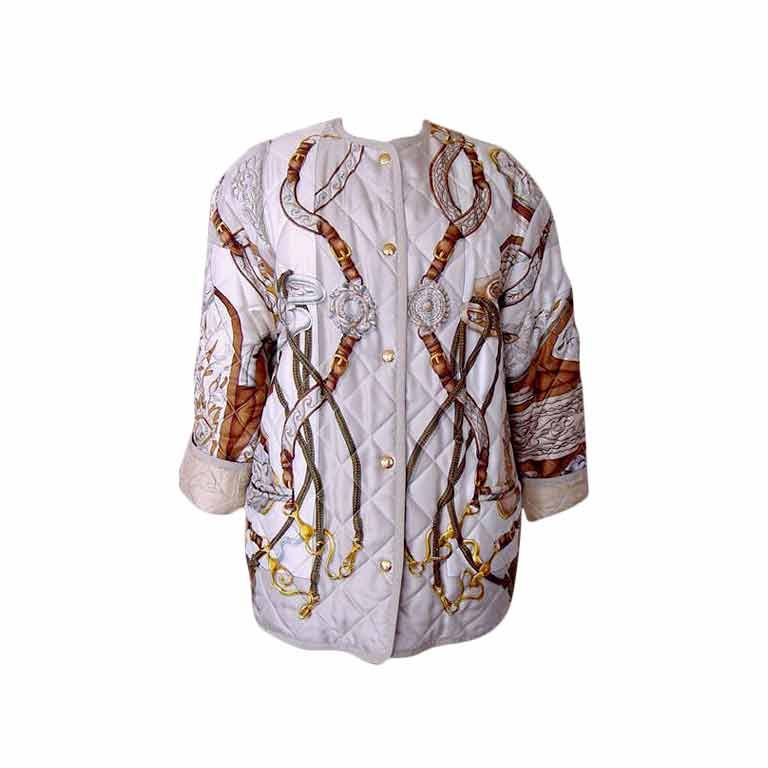 HERMES Scarf Printed Paddock Jacket FESTIVAL rare