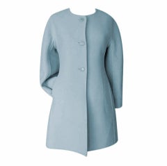 HERMES Vintage DOUBLEFACE COAT baby blue MINT EXQUISITE