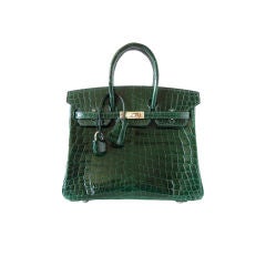 HERMES 25 BIRKIN sac EMERALD Crocodile beauté exquise