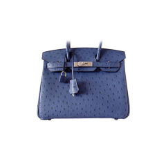 HERMÈS BIRKIN 30 - Sac en autruche exquis Bleu Roi