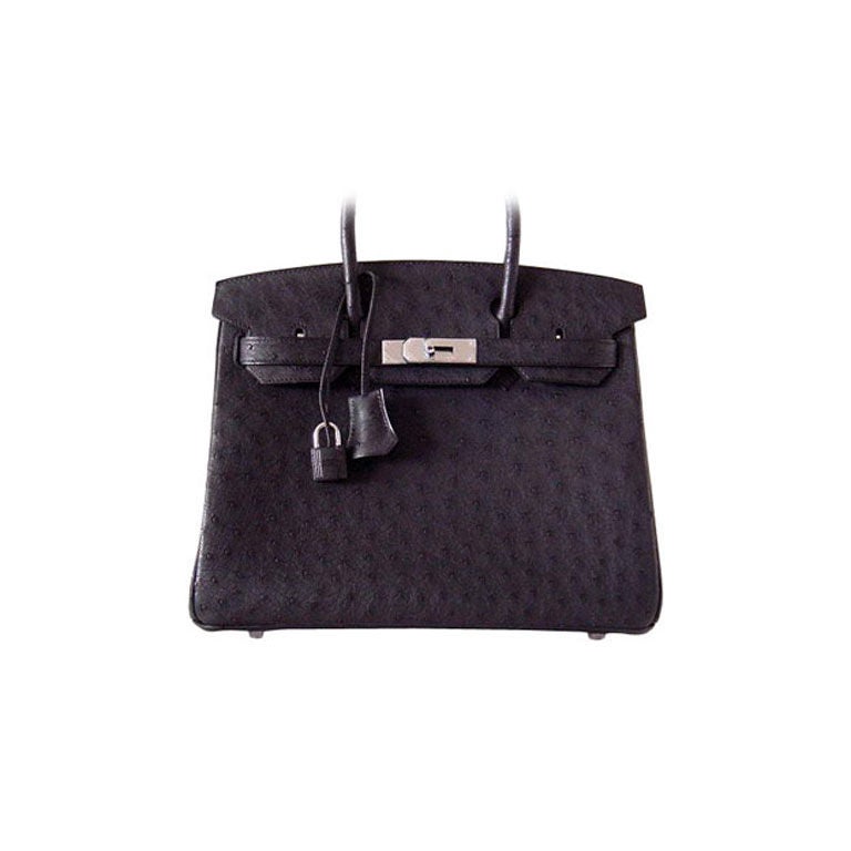 Birkin 30 ostrich handbag Hermès Black in Ostrich - 13118654
