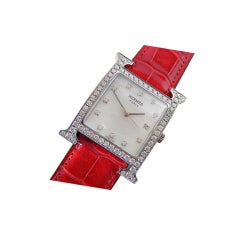 HERMES Uhr H Stunde Heure H Dame Acier VVS Diamant-Krokoband