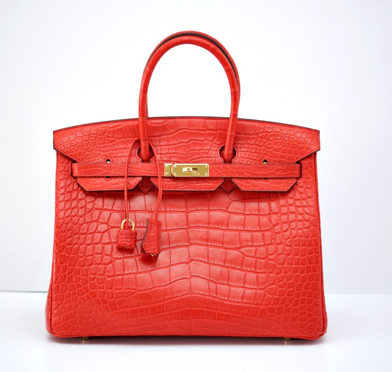 HERMES BIRKIN 35 Bag Matte GERANIUM gold hardware