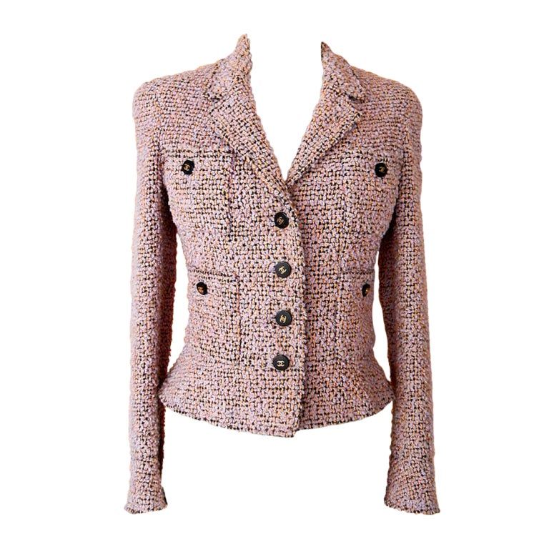 CHANEL vintage jacket 4 2DIE4 buttons colour fabric cut 38 / 4 at 1stdibs