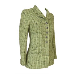 CHANEL 97A Jacket Divine Fresh Green Tweed 34 / 4 6