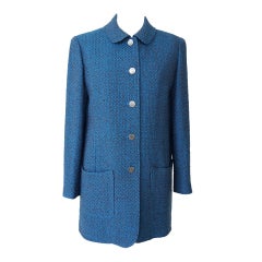 CHANEL 97A Car Coat Blue and Brown Chic Wearable 40 / 6 New 3