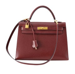 HERMES KELLY 32 Sellier Rouge H Gold Hardware seltener Fund