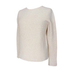 HERMES Cashmere Top Sweater M Chic knit detaill MINT