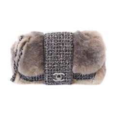 CHANEL bag Rabbit fur taupe fantasy tweed Limited Edition