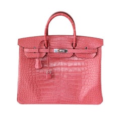 HERMES Birkin 40 Tasche BOISE DE ROSE rosa mattes Alligatorleder palladium