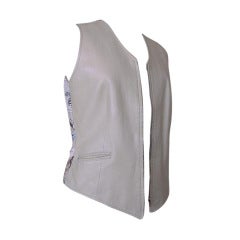 HERMES leather Scarf print silk rear Vest CAVALERIE FRANCAISE 6