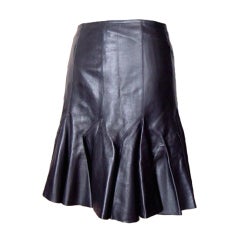AZZEDINE ALAIA Leather Skirt NEW/Tag 38/4 Drop Dead Divine cut a