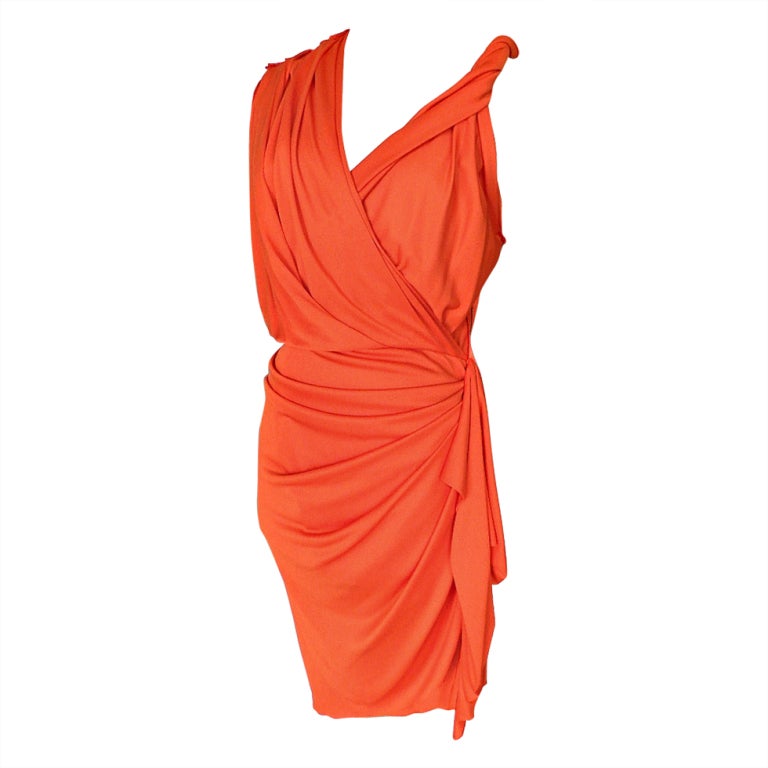 LANVIN dress fresh Orange splash draped ETE 2012 NWT 6