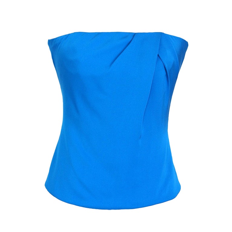 Gucci Top Cool Blue Strapless Silk 42 fits 6 nwt For Sale
