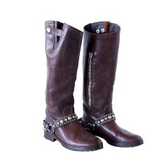 GOLDEN GOOSE boot distressed motorcycle hardware detail 37 / 7 10