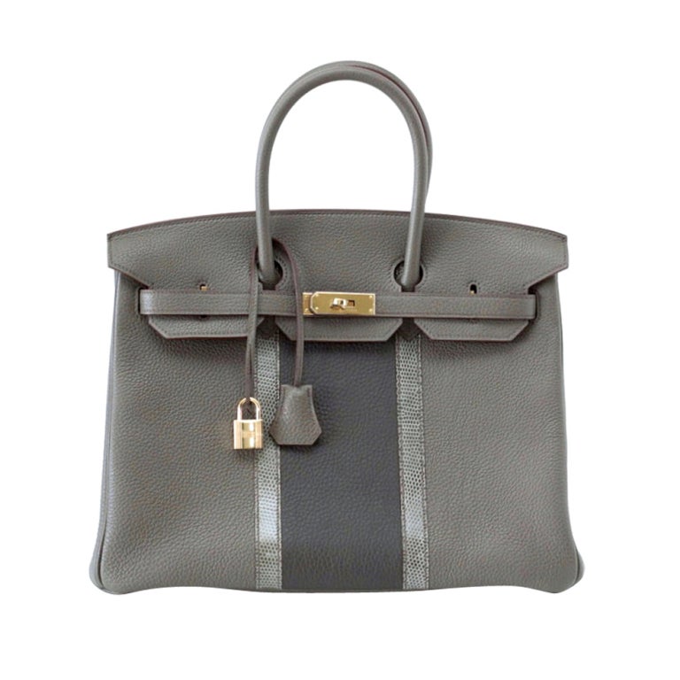 HERMES BIRKIN 35 bag Gray CLUB limited edition Lizard detail