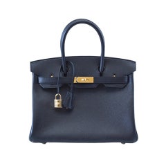 HERMES BIRKIN 30 Bag BLACK Gold hardware epsom leather