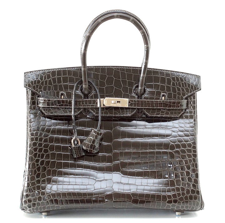 HERMES BIRKIN 35 Graphite POROSUS Crocodile Bag rare colour at 1stdibs