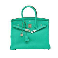 HERMES BIRKIN 35 Bag MENTHE palladium fresh