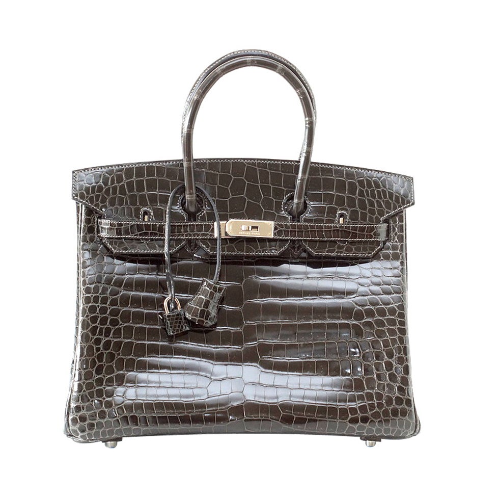 HERMES BIRKIN 35 Graphite POROSUS Crocodile Bag rare colour