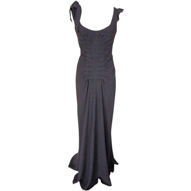 Prada Dress Gown Divine Cut Front and Rear Pleating 40 / 6 For Sale
