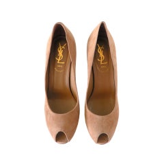 YVES SAINT LAURENT shoe Peeptoe suede pump 6.5 New/box 10