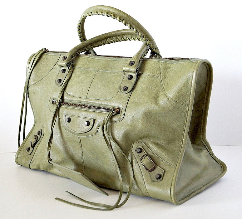 Women's BALENCIAGA bag classic working bag tote MILITARE pale green NEW