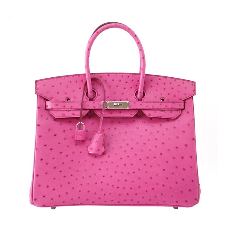 HERMES BIRKIN 35 coveted Fuschia pink Ostrich palladium