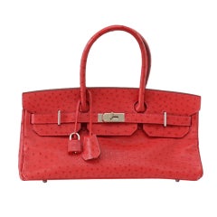 HERMES JPG OSTRICH Schulter Birkin ROUGE VIF palladium RARE