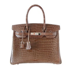 Hermès 30 cm Gris Elephant Crocodile Birkin For Sale at 1stDibs