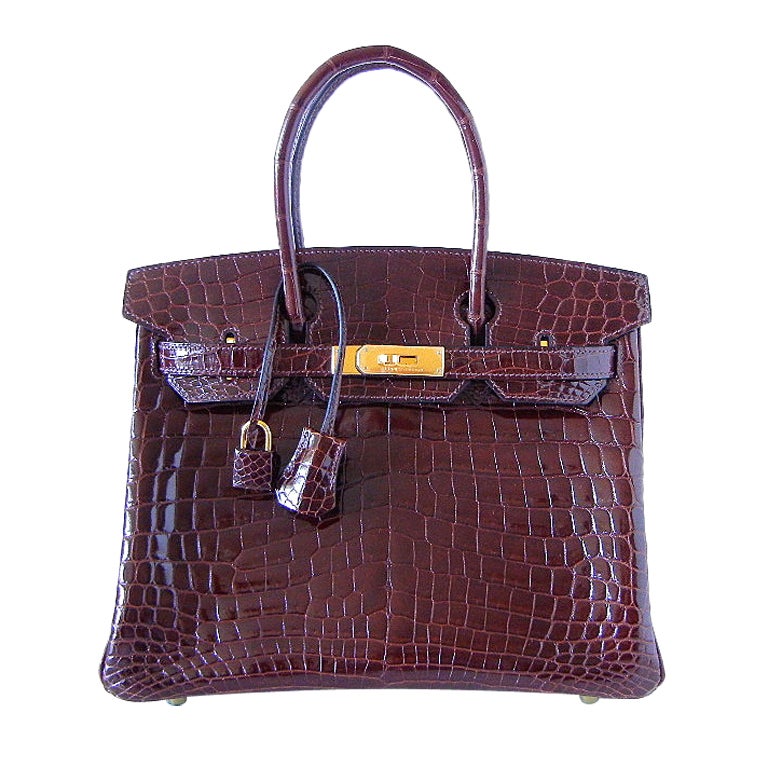 HERMES BIRKIN 30 Chocolate Crocodile bag gold hardware SO chic