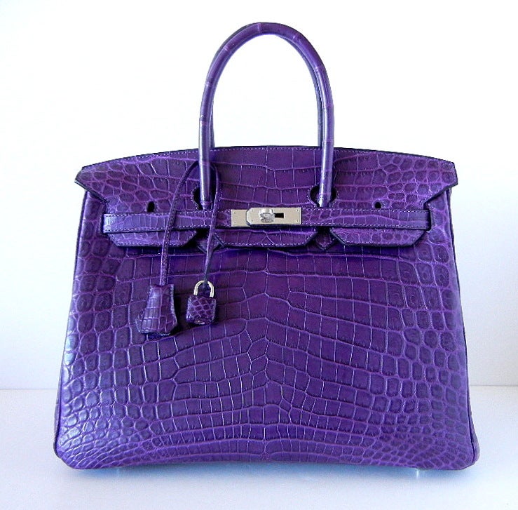 **Buyer MUST contact me prior to purchase for shipping and payment requirement details.  No exceptions.
whatsapp 305.588.5788 USA country code 1
mad4couture@gmail.com**
Exquisite jewel toned amethyst in Matte CROCODILE.
Fresh with palladium