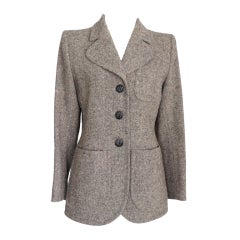 YVES SAINT LAURENT Jacket tweed single breast 8 MINT