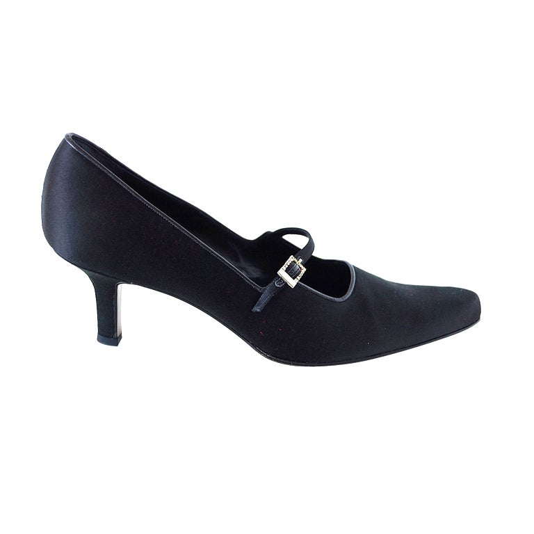 CHRISTIAN DIOR satin Mary Jane shoe 38.5 / 8.5 lovely cut at 1stdibs
