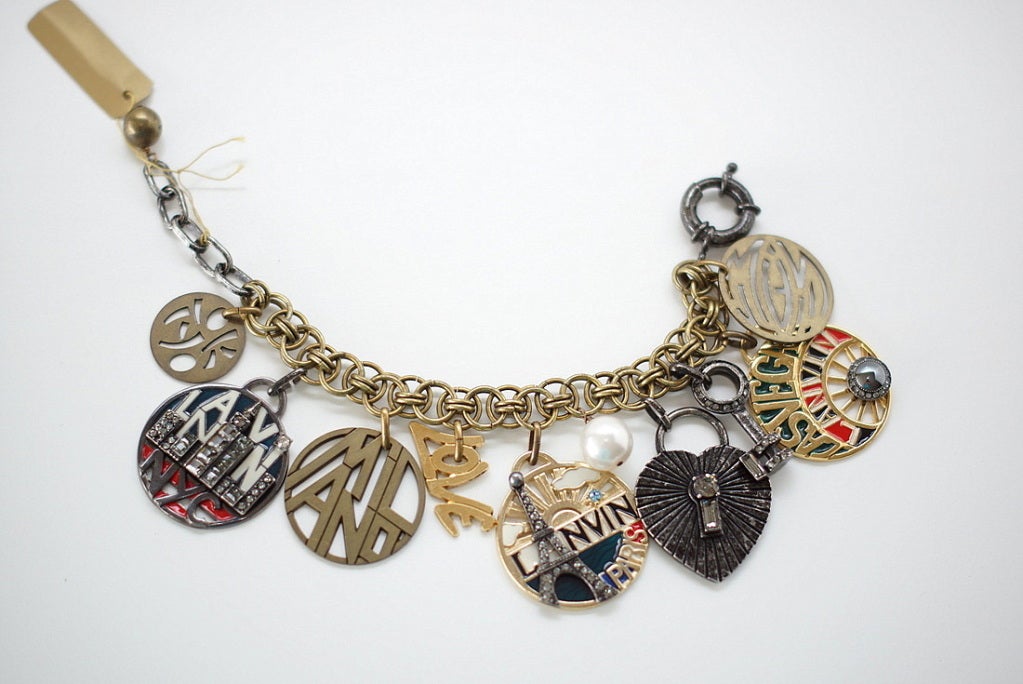 LANVIN Swarovski crystal charm bracelet NEW