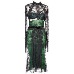 Tom Ford Fall 2011 Chantilly Lace Dress emerald green 44  NWT