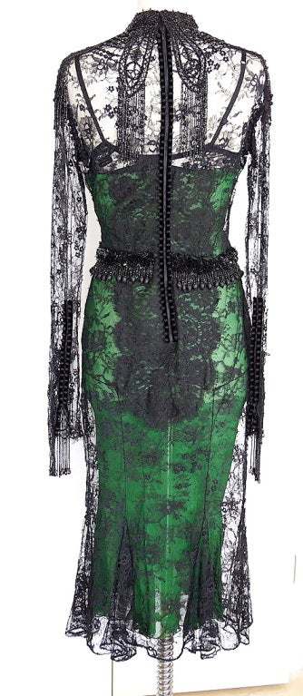Women's Tom Ford Fall 2011 Chantilly Lace Dress emerald green 44  NWT
